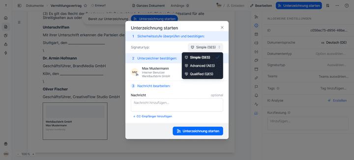 Mit fynk kannst du alle Signaturtypen erstellen, die in der eIDAS-Verordnung verankert sind