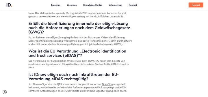IDnow kann in Zusammenarbeit mit DocuSign eine Qualifizierte Elektronische Signatur anbieten