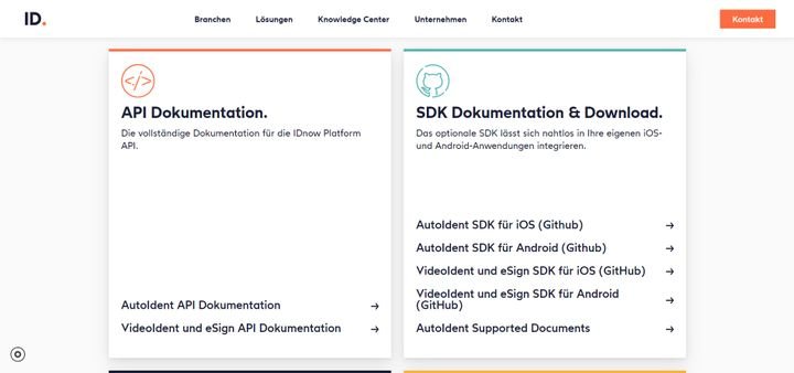 Für die Einbindung von IDnow in Ihre Apps und Websites steht Ihnen eine gut dokumentierte API bzw. SDK zur Verfügung
