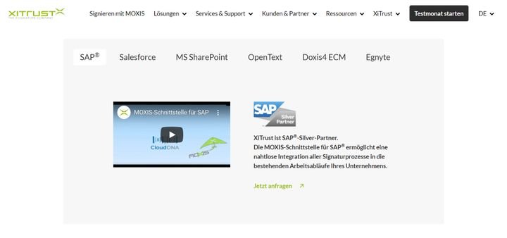 MOXIS lässt sich (für Enterprise-Kund:innen) mit einer Auswahl an Drittsystemen verknüpfen