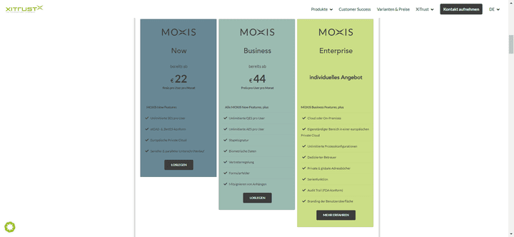 Ein Überblick über die Preise und Features von MOXIS