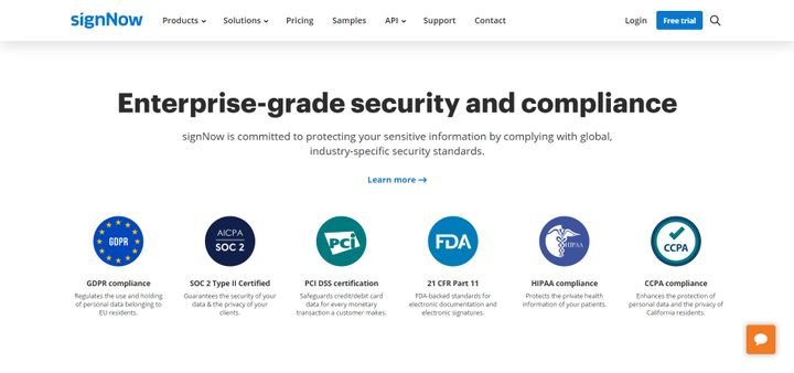 signNow ist trotz seiner US-Herkunft DSGVO-zertifiziert und bringt noch andere Zertifikate mit