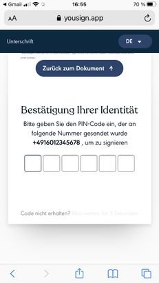 Für die nötige Sicherheit beim Unterzeichnen mit Yousign sorgt die SMS-Authentifizierung