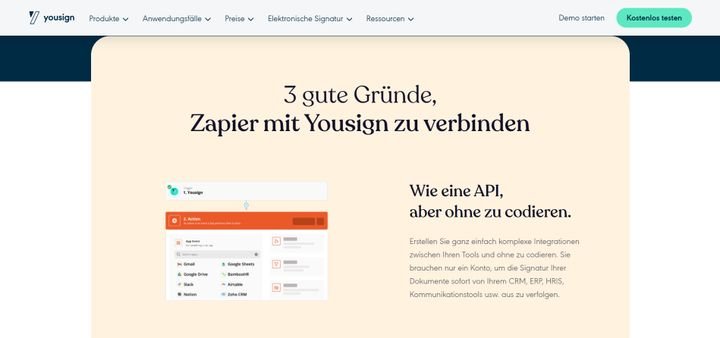 Mithilfe von Zapier können Sie Yousign mit vielen verschiedenen Apps und Anwendungen verknüpfen