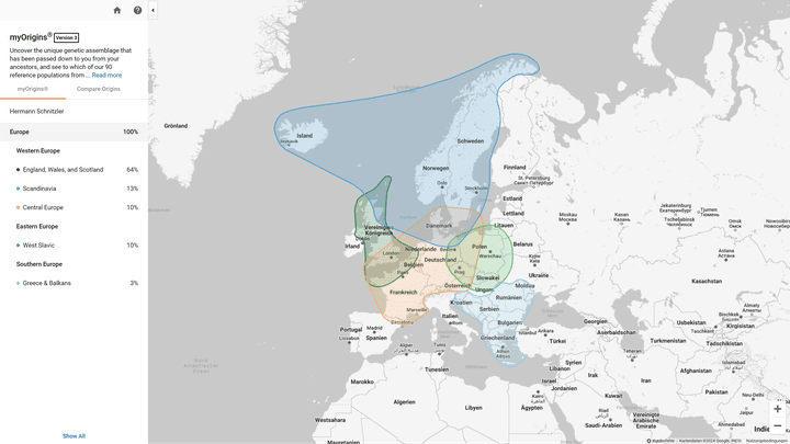 Der Abstammungsmix ist eine Art Mittelweg zwischen den Angaben der beiden Konkurrenten