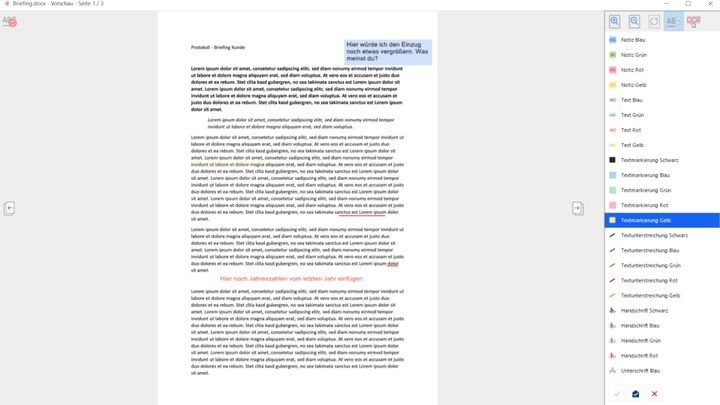 Hinterlassen Sie wichtige Anmerkungen in Ihren Dokumenten
