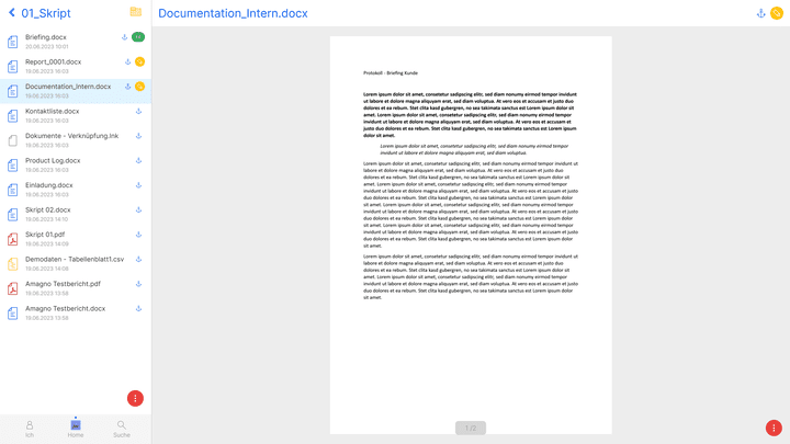 Auch in der App sind Dokumente mit dem Status “in Bearbeitung” für andere User nicht zugänglich