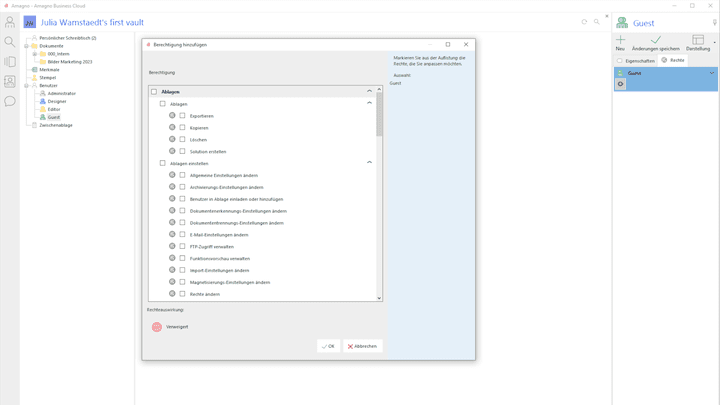 Bestimmen Sie, welche Benutzer:innen Zugriff auf Ihre Unterlagen haben