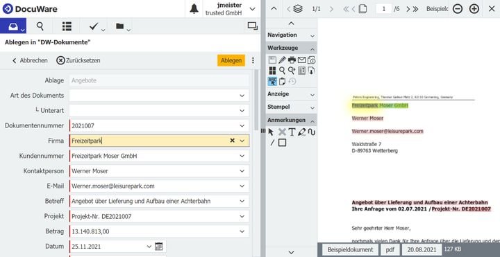 Mit dem One-Click-Indexing bringen Sie Ihrem DocuWare-System die richtige Indexierung bei