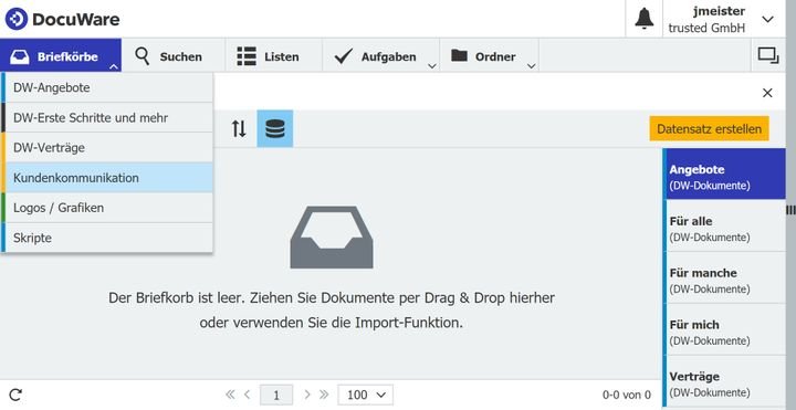 Nutzen Sie die Briefkörbe für eine erste Vorsortierung