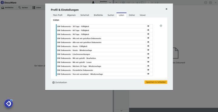 Die Listen dienen Ihnen als Sortier- und Filter-Hilfe