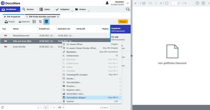 Lassen Sie DocuWare Ihre Dokumente automatisiert per Tastenkürzel ablegen