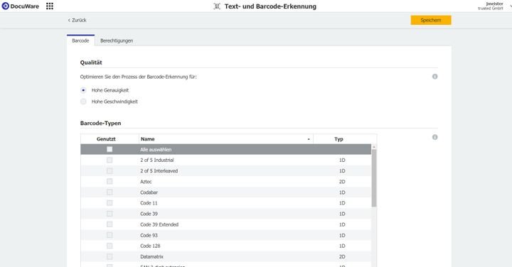 DocuWare verarbeitet eine große Palette an Barcode-Standards