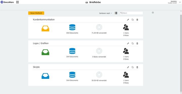 Verwalten Sie in Ihren Einstellungen, wie viele unterschiedliche Körbe Sie benötigen
