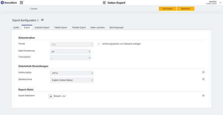 Auch die Exporte in DocuWare lassen sich einfach konfigurieren