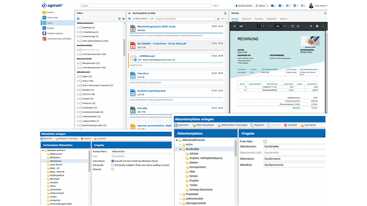 Die Benutzeroberfläche von agorum core open
