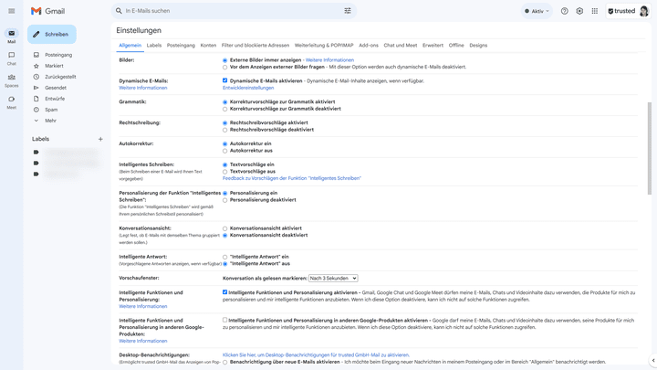 Stelle dir Gmail genau so ein, wie du es für deinen Arbeitsalltag benötigst