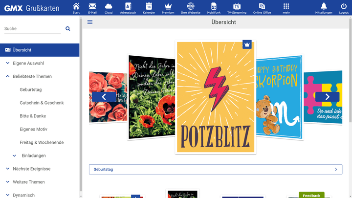 GMX stellt dir digitale Grußkarten für Freunde, Familie und Co. zur Verfügung