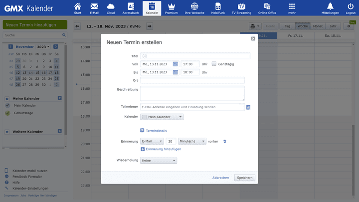 Organisiere deine Wochenplanung mit dem Kalender von GMX