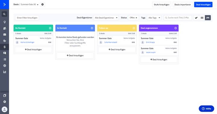 Legen Sie mit der CRM-Funktion ein praktisches Deal-System an