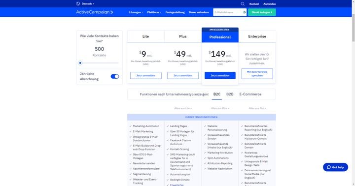 Die Preise von ActiveCampaign