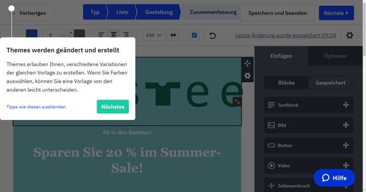 Bei Bedarf erhalten Sie kleine Hilfen über Texteinblendungen
