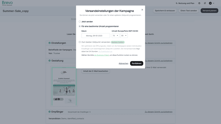 Brevo ermittelt für Sie die wortwörtlich beste Sendezeit