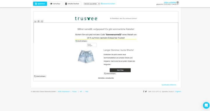 Der E-Mail-Editor von Clever Elements