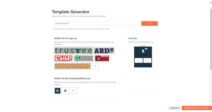 Lassen Sie sich vom Generator ein vorbereitetes Template ausgeben