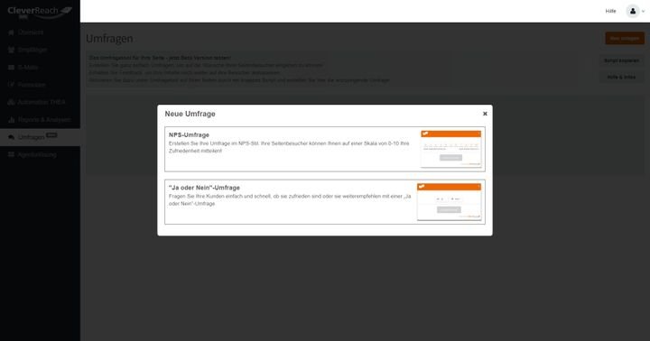 Holen Sie sich mit den CleverReach-Umfragen ein Meinungsbild zu Ihrem Unternehmen ein
