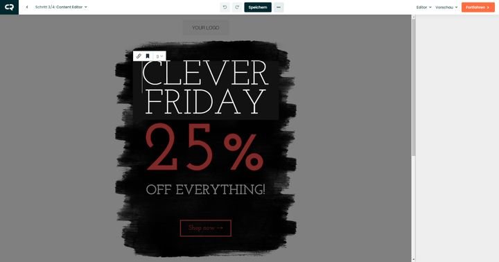 Ein Beispiel für die starren Designs: Den Textinhalt können Sie ändern, die Farbe oder Schriftart aber nicht