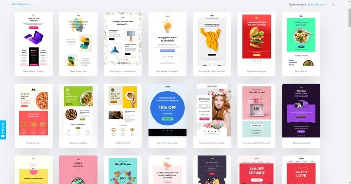 GetResponse stellt Ihnen über 150 verschiedene Vorlagen für Ihre Mails zur Verfügung