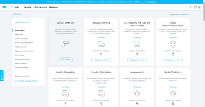 Nutzen Sie unterschiedliche Vorlagen für Ihre Automationen