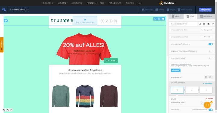 Der Drag-and-Drop-Editor von Klick-Tipp