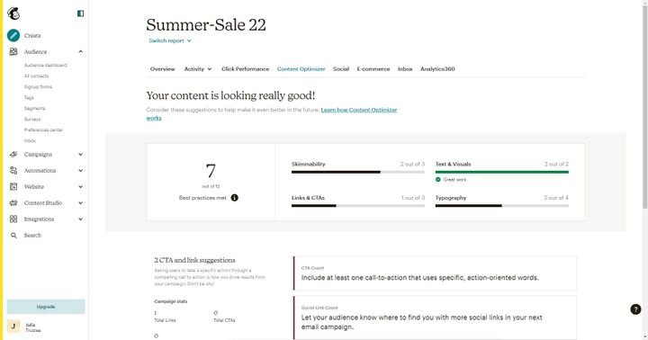Optimieren Sie Ihre Inhalte mit dem Content Optimizer
