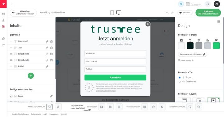 Der Formulareditor von rapidmail