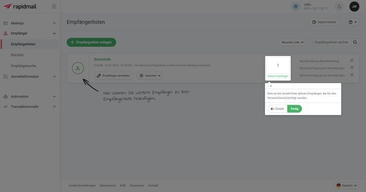 Kleine Text-Tutorials helfen Ihnen bei Ihren ersten Schritten mit rapidmail