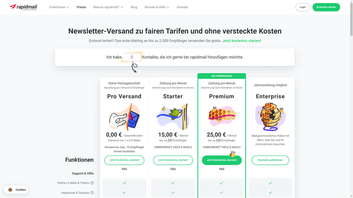 Die Preise von rapidmail