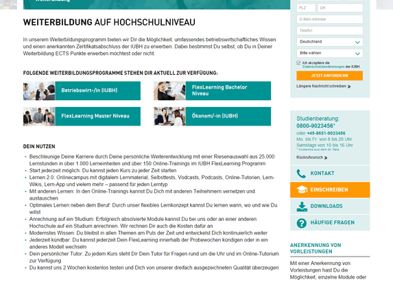 Weiterbildung auf Hochschulniveau bei der IUBH