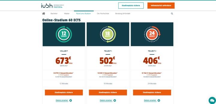 Die Studiengebühren für ein Masterstudium an der IUBH im Überblick