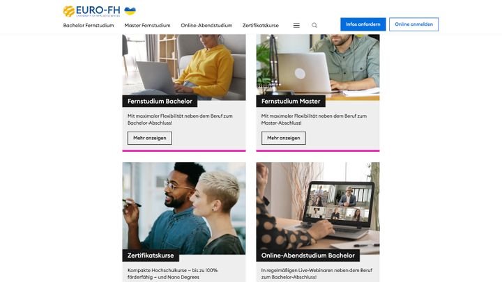 Die Euro FH hat das größte Studienangebot, du wählst aus 4 Studienmodellen