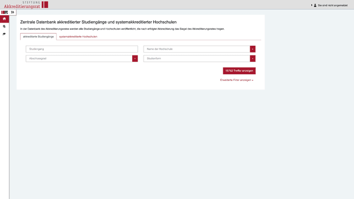 Einfach den Namen deiner Hochschule oder des Studiengangs eingeben und du erhältst eine gute Übersicht