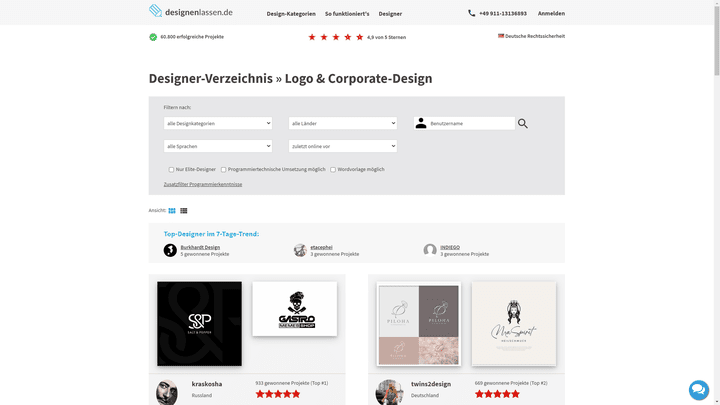 Suchen Sie nach einem passenden Designer für 1zu1-Projekte