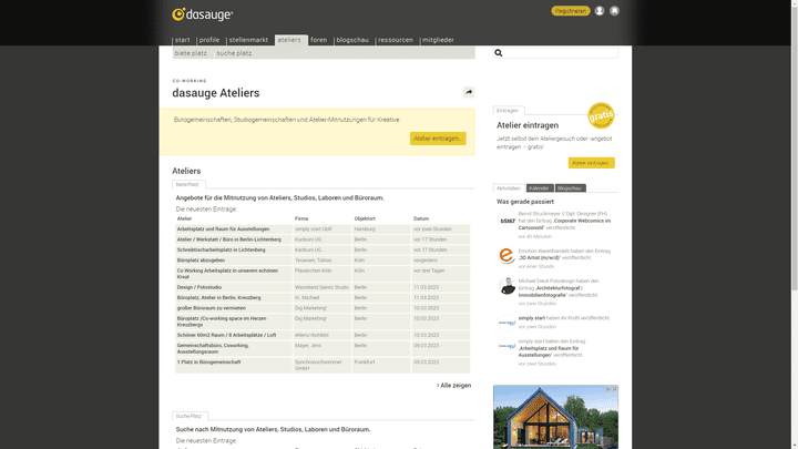 Auf dasauge gibt es Angebote, Gesuche und mehr rund um die Kreativ-Branche