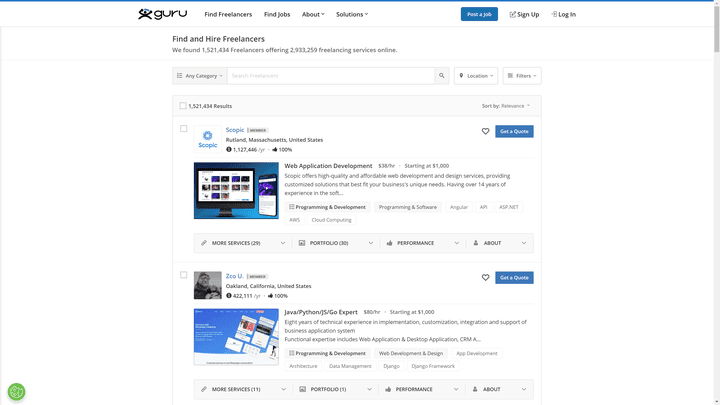 Finden Sie in der Suche passende Freelancer für Ihre Projekte