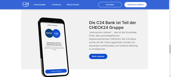C24 ist das hauseigene Bank- und Girokonto-Angebot von CHECK24 – im Vergleich fühlen wir dem Konto auf den Zahn