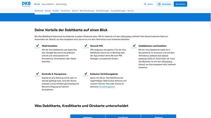 Die Vorteile der kostenlosen Debitkarte auf einen Blick