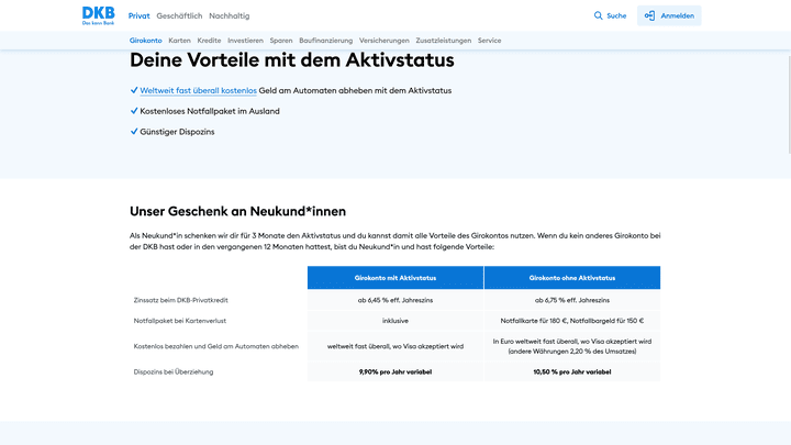 Ab einem Mindestgeldeingang von 700 Euro gelten Sie als Aktivkund:in und profitieren von diversen Vorteilen