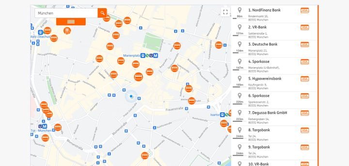 Mit der Online-Geldautomatensuche finden Sie schnell einen ING-Automaten in Ihrer Nähe