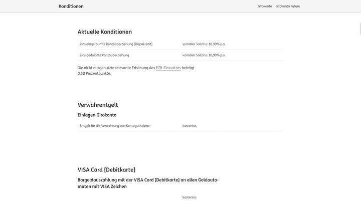Die Dispokonditionen der ING liegen im Durchschnitt des aktuellen Vergleichs
